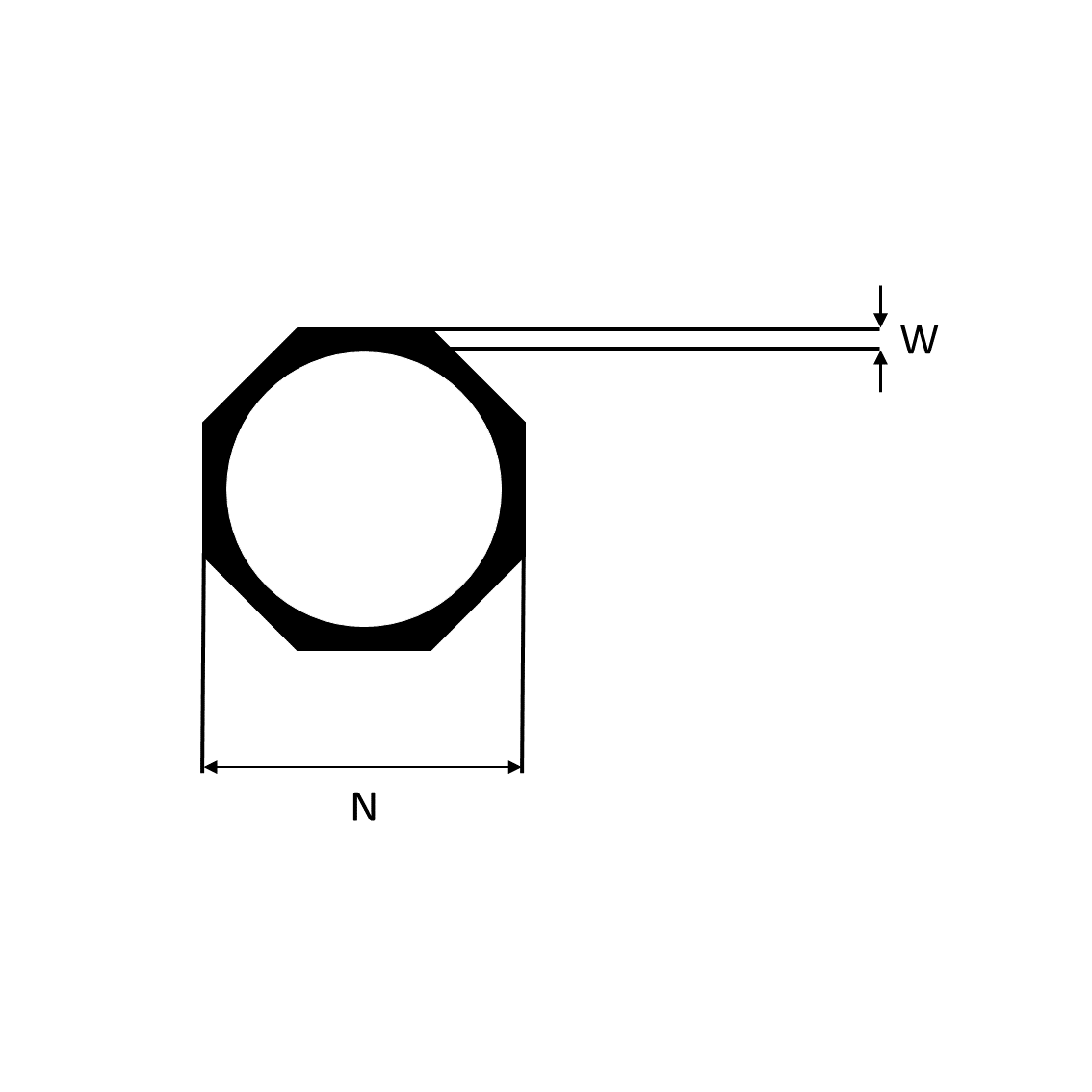 Octagonal tube - round inside, Rose gold 333, 8ct